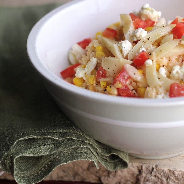Orzo Salad with Corn, Feta and Tomato